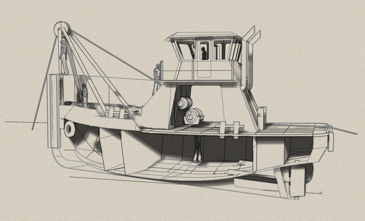Vessel Design Build Engineering Fabrication Tugboat 45 x20 Workboat Curtin Maritime Bernardine C Drawing